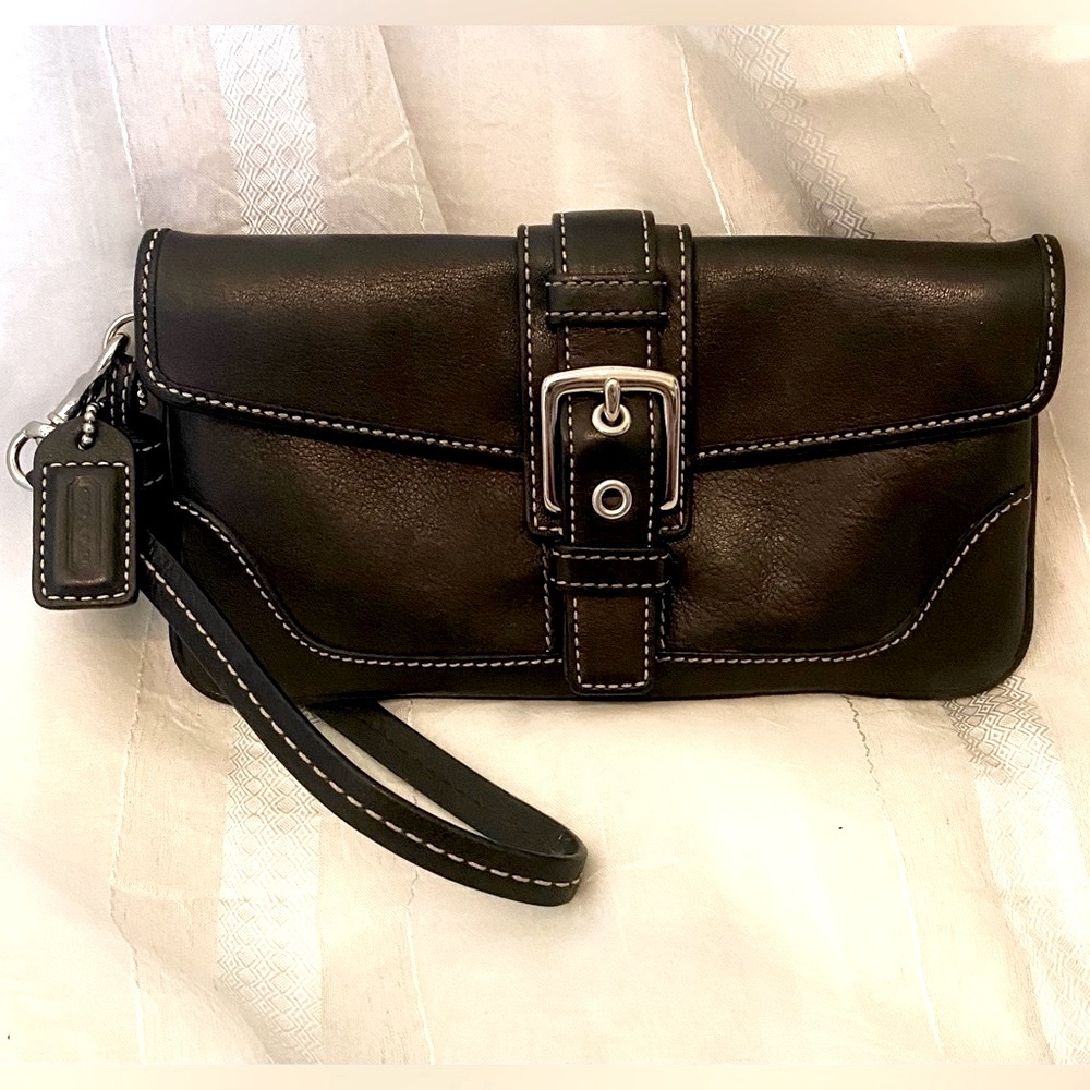 Coach Vintage Black Leather Wristlet